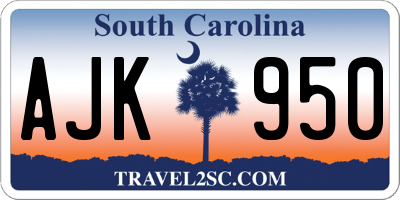 SC license plate AJK950