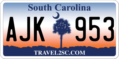 SC license plate AJK953