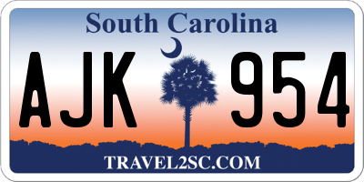 SC license plate AJK954