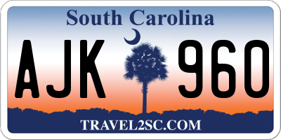 SC license plate AJK960