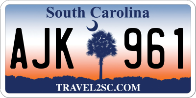 SC license plate AJK961