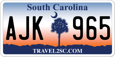 SC license plate AJK965