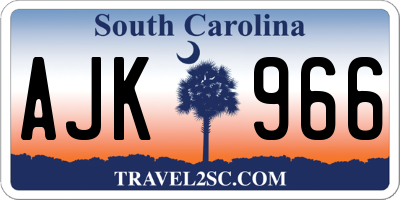 SC license plate AJK966