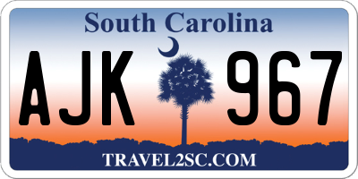 SC license plate AJK967
