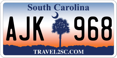 SC license plate AJK968