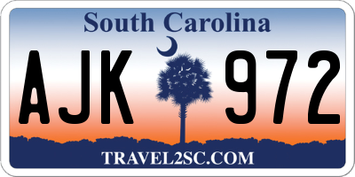 SC license plate AJK972