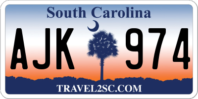 SC license plate AJK974