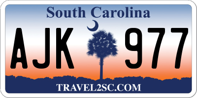 SC license plate AJK977