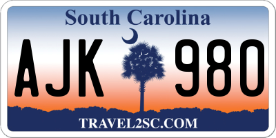 SC license plate AJK980