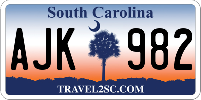 SC license plate AJK982