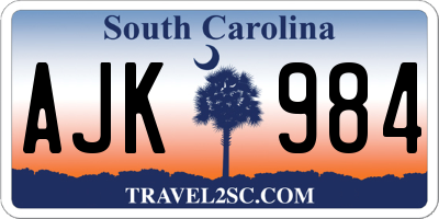 SC license plate AJK984