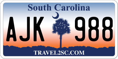 SC license plate AJK988