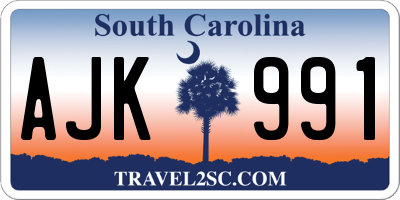 SC license plate AJK991