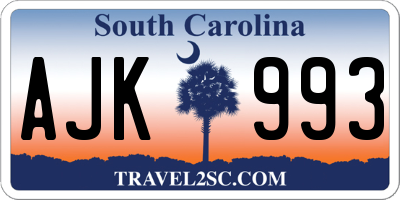 SC license plate AJK993