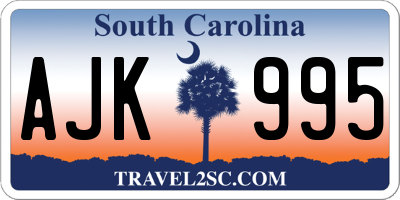 SC license plate AJK995