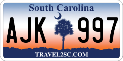 SC license plate AJK997