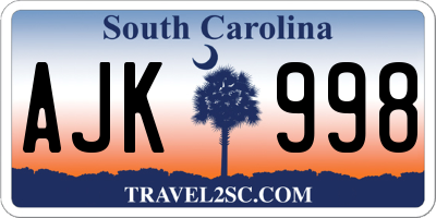 SC license plate AJK998