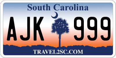 SC license plate AJK999