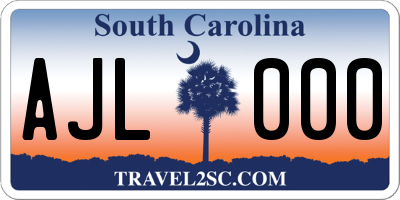SC license plate AJL000