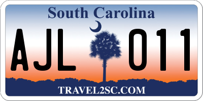 SC license plate AJL011