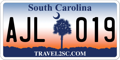 SC license plate AJL019