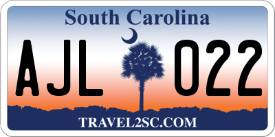 SC license plate AJL022
