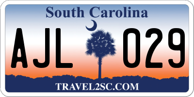 SC license plate AJL029