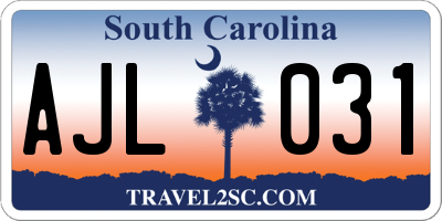 SC license plate AJL031