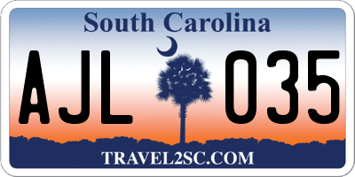 SC license plate AJL035