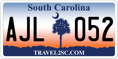 SC license plate AJL052