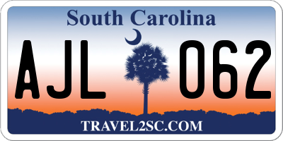 SC license plate AJL062