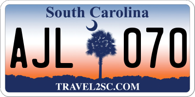 SC license plate AJL070