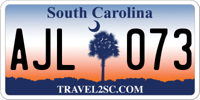 SC license plate AJL073