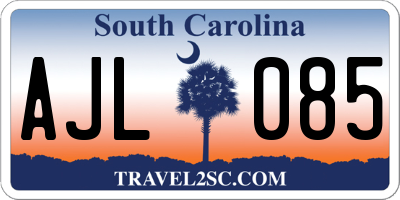 SC license plate AJL085