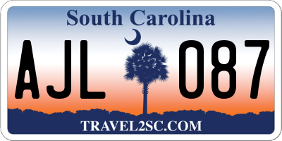 SC license plate AJL087