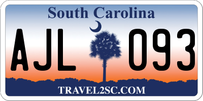 SC license plate AJL093