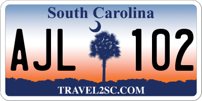 SC license plate AJL102