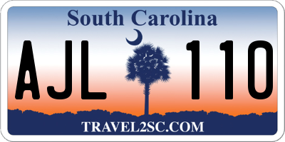 SC license plate AJL110