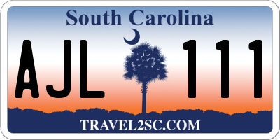 SC license plate AJL111
