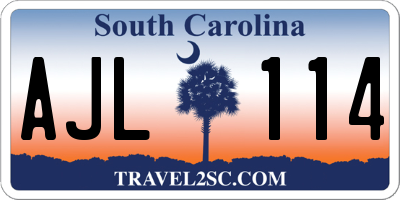 SC license plate AJL114