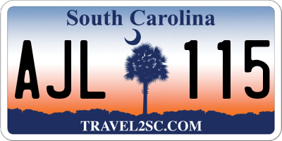 SC license plate AJL115