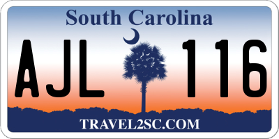 SC license plate AJL116