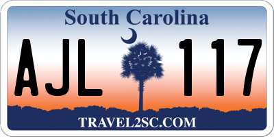 SC license plate AJL117