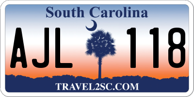 SC license plate AJL118