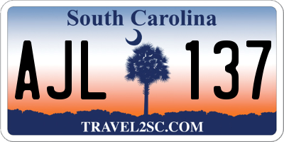 SC license plate AJL137