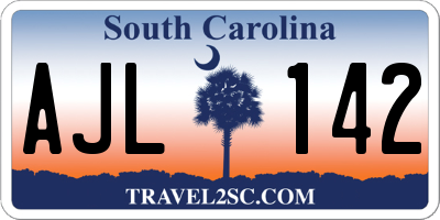 SC license plate AJL142