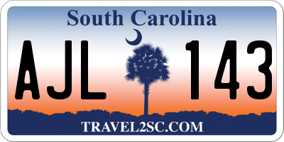 SC license plate AJL143