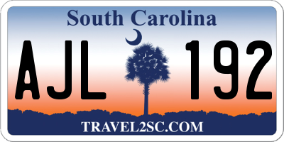 SC license plate AJL192