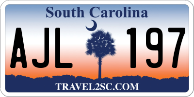 SC license plate AJL197
