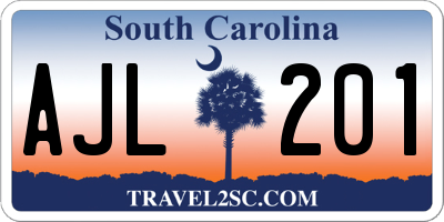 SC license plate AJL201
